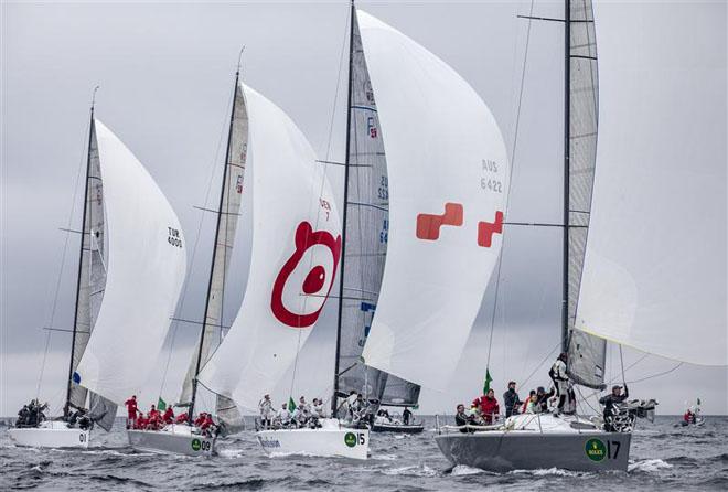 The Rolex Farr 40 Worlds 2013 fleet under spinnaker on the first day of racing - 2013 Rolex Farr 40 World Championship ©  Rolex/Daniel Forster http://www.regattanews.com